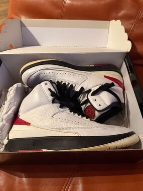 Jordan White Black & Red Men's Basketball Sneakers